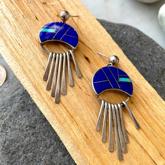 Zora Joe & Calvin Begay Navajo Vintage Native American Earrings - Picture 9 of 13